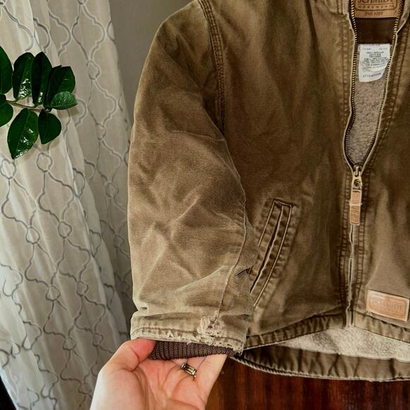 C. E. Schmidt brown Hooded Insulated Sherpa Jacket boys small 6-8 - Picture 5 of 8